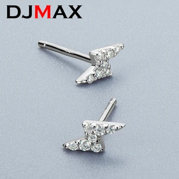 Серьги DJMAX Mini Lightning D Цвет Белый, черный, ювелирные изделия из муассанита, серьги-гвоздики, оригинальные женские серьги из стерлингового серебра 925 пробы.