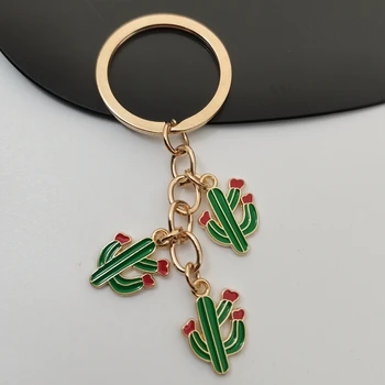 Новый дизайн ювелирных изделий Брелок для ключей с цветком Пустынного кактуса, Брелки с растениями, Сувенирные подарки для женщин, мужчин, украшения ручной работы своими руками