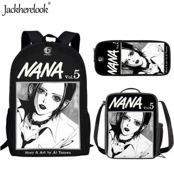 Jackherelook, 3 шт., школьная сумка для подростков большой емкости, модный Новый рюкзак с принтом аниме Нана Осаки, практичная сумка для книг, сумка для ланча