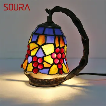 Современная настольная лампа SOURA, светодиодная Изысканная настольная лампа из стекла Тиффани, Модный декор для домашнего кабинета, Прикроватной тумбочки в спальне