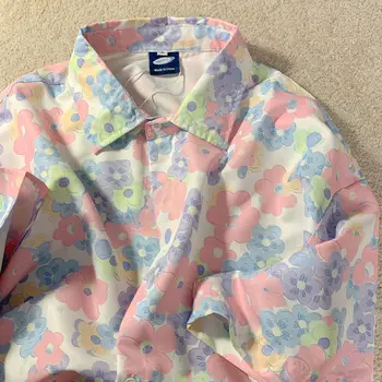 Рубашка Harajuku, женские Винтажные блузки с коротким рукавом и принтом, Уличная одежда оверсайз, Пляжный стиль, хип-хоп, Повседневные топы Kpop, Новинка