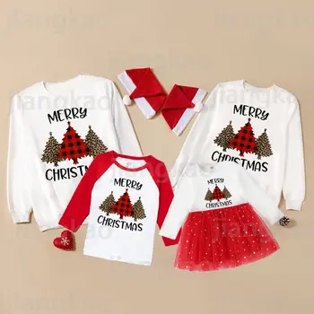 Счастливого Рождества, Одинаковая одежда для семьи, Толстовка с капюшоном для мамы и Папы, Детская футболка, Платье для девочек, Топы для мамы, папы и меня