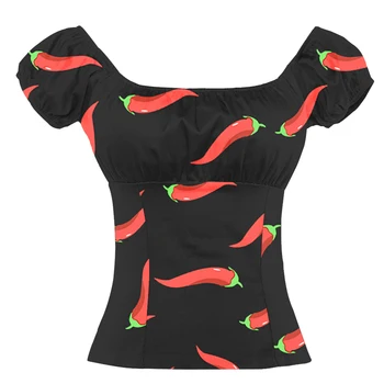 Летние Женские блузки Blusa Feminina, Сексуальная короткая блузка с принтом Чили и открытыми плечами, Blusas Mujer De Moda 2019, Новинка