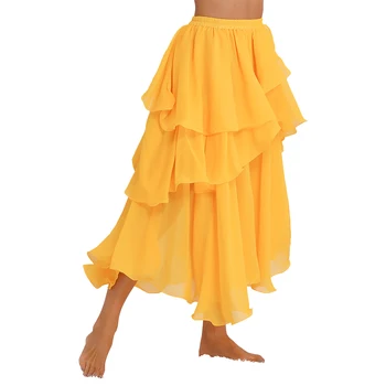 Женская многослойная танцевальная юбка с оборками, шифоновые юбки с эластичным поясом, карнавальный костюм для тематической вечеринки на Хэллоуин