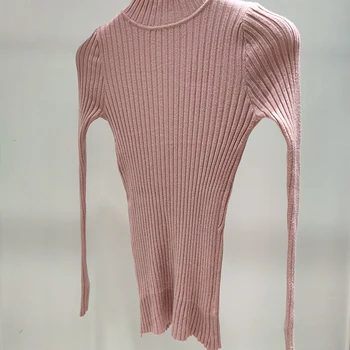 Женский свитер 2021 года, однотонный пуловер с высоким воротом, теплый, универсальный, стильный, приталенный крой, качество
