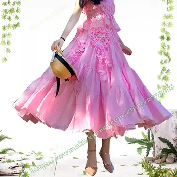 Весна 2023 года Fairycore Sweet Pink Girl feeling Шикарная и элегантная Женская юбка Струящаяся юбка Kawaii Женская одежда