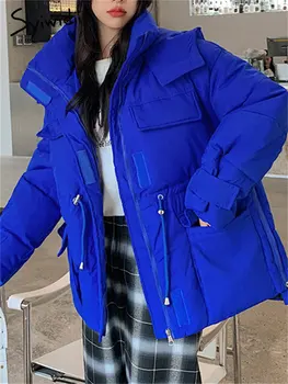 Syiwidii Синие зимние парки, пуховик для женщин 2022, утепленное теплое пальто оверсайз в корейском стиле, Элегантная женская шикарная верхняя одежда