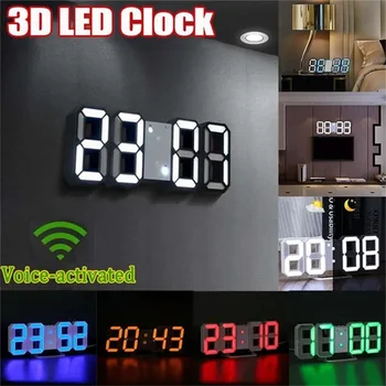 3D светодиодные цифровые часы, Светящиеся в ночном режиме, с регулируемой яркостью, Электронные Настольные часы, Цифровые Настенные часы, Домашняя Спальня
