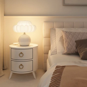 Современная керамическая настольная лампа-гриб для спальни, прикроватная тумбочка, лампа с полиэтиленовым абажуром, светодиодная Европейская роскошная лампа для декора детской комнаты