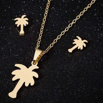Ожерелья с Подвесками из кокосовой Пальмы в Богемном Стиле из Нержавеющей Стали для Женщин, Летние Ювелирные Изделия, Простые Ювелирные Изделия Из Нержавеющей Стали