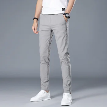Брендовые мужские брюки 2023, Новые весенне-летние Модные Тонкие брюки для мужчин, Длинные Прямые деловые повседневные брюки для мужчин