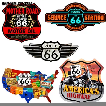 Модный Классический Знак Обслуживания Route 66 Автомобильные Наклейки На Лобовое Стекло, Бампер, Наклейка На Мотоциклетный Шлем, Высококачественная Виниловая Обложка, Автомобильные Наклейки