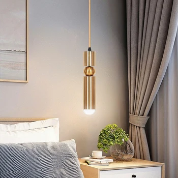 ZK50 Современные светодиодные подвесные светильники для прикроватной тумбочки в спальне Золотисто-черный фон на потолке Декоративные подвесные светильники