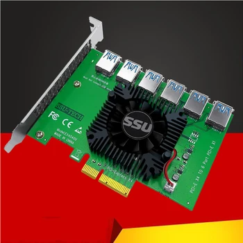 PCI Express X4 20 ГБ от 1 до 6 Riser Card Адаптер PCI-E к PCI-E Слот PCIE от 4X до 16X USB 3.0 Riser Extender Для Майнинга Биткоинов