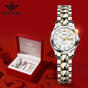OUPINKE Люксовый бренд, Модные Женские Механические Автоматические Наручные часы с автоподзаводом, Женские Элегантные дизайнерские часы с сапфировым стеклом