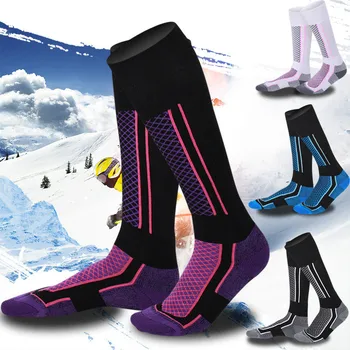 Лыжные носки Из толстого хлопка, Спортивные Носки для сноуборда, велоспорта, катания на лыжах, футбола, Мужские, женские, влагопоглощающие, высокоэластичные Термоноски