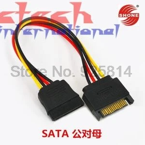 dhl или EMS 200шт Высококачественный удлинитель SATA 15PIN (M) на sata (F) кабель питания sata адаптер