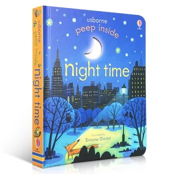 Загляни внутрь В ночное время Английские Обучающие 3D-книжки с картинками для детей раннего возраста, подарочная Детская книга для чтения