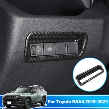1шт Автомобильное Зерно Кнопка Включения Фары Рамка Крышка Внутренние Декоративные Аксессуары Для Toyota RAV4 XA50 2019 2020 2021 2022 2023