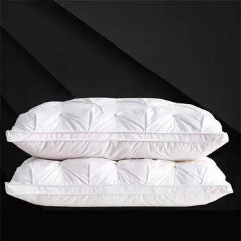 Комфортная пуховая подушка Постельное белье из 100% хлопка Прямоугольная подушка для сна Постельное белье Высококачественная Подушка для здоровья с плиссированным дизайном