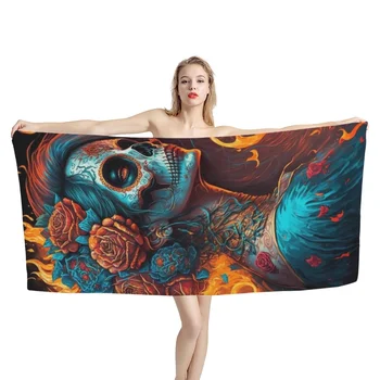 TOADDMOS Впитывающее полотенце с рисунком Девушки в готическом стиле Большого размера, Лучший подарок на Хэллоуин, Быстросохнущее пляжное полотенце из микрофибры для плавания