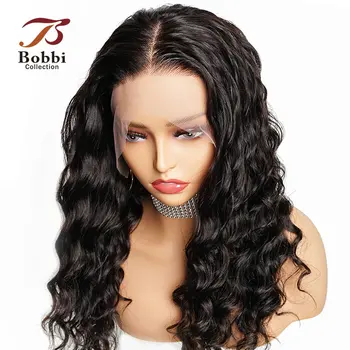 Свободные парики из человеческих волос на шнурке размером 13x4 дюйма спереди для женщин, предварительно выщипанный Прозрачный кружевной парик, свободная часть, Черно-коричневый БОББИ