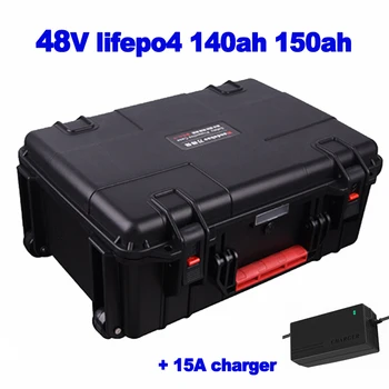 Корпус тележки литий-железо-фосфатный аккумулятор Lifepo4 48v 140ah 150ah для вилочного погрузчика AGV photovotaic energy RV EV + зарядное устройство 15A