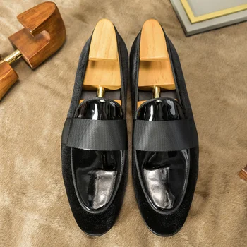 Роскошные мужские лоферы из итальянской лакированной кожи черного цвета, осень 2023, Новая Дизайнерская Повседневная деловая мужская обувь из натуральной кожи