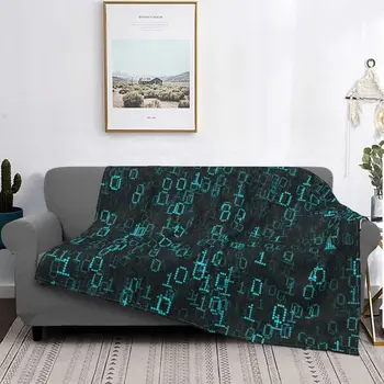 Облако двоичных данных, данные компьютерного кода, покрывало для одеяла, флисовая игра с цифрами, теплый плед для кровати, покрывало на кровать