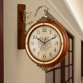 Необычные настенные часы из винтажного дерева, двухсторонние, для современной гостиной, Винтажные настенные часы, Классический якорь, Роскошный дизайн дома Horloge