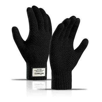 1 ПАРА вязаных перчаток, мужские перчатки из флиса и толстой жаккардовой теплой шерсти