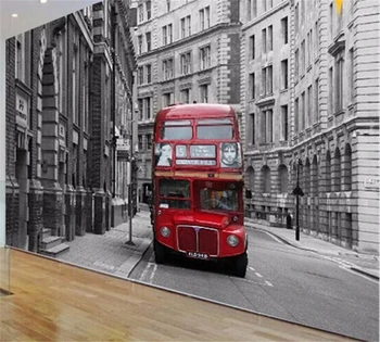 фотообои beibehang Personality европейское классическое искусство ретро ностальгический красный Лондонский автобус настенная роспись в спальне отеля