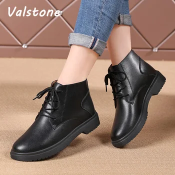 Valstone/ Модные женские повседневные ботинки из плюша; ботильоны в британском стиле; удобные женские ботинки с теплой подкладкой; зимние черные универсальные ботинки;