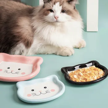 Керамическая миска для кошек, Миска для консервированной керамики для щенков, Тарелка для маленьких домашних животных, милые, расписанные вручную Кормушки для закусок