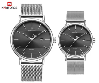 Мужские часы NAVIFORCE, лучший бренд, роскошные парные часы с водонепроницаемым стальным сетчатым ремешком, кварцевые наручные часы, набор для продажи, мужские часы