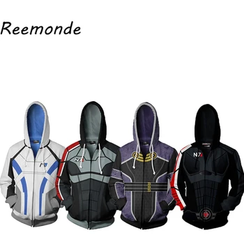 Игровая одежда Mass Effect N7 Мужская толстовка с капюшоном на молнии, толстовка с капюшоном, мужские толстовки, пальто с длинными рукавами, куртка, топы, Осенняя одежда Унисекс