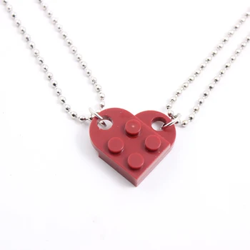 Семейное ожерелье в форме кирпичного сердца для дружбы, ювелирные изделия из элементов Lego