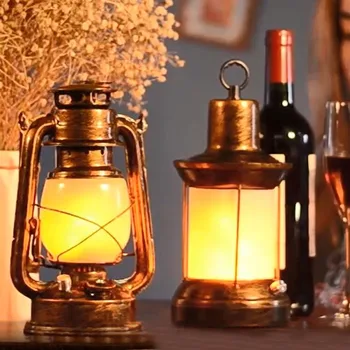 Беспроводная Ретро барная настольная лампа LED Настольный ночник Перезаряжаемый Динамический пламенный керосиновый настольный светильник для декора ресторана и кафе