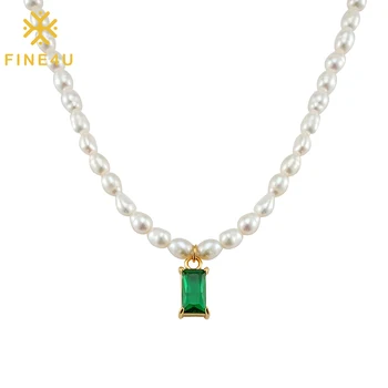 FINE4U Белое ожерелье из пресноводного культивированного жемчуга Свадебное ожерелье-чокер с жемчугом в стиле барокко для невест