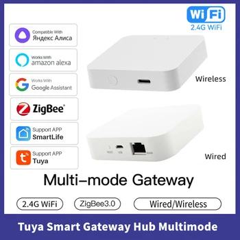 Tuya Smart Gateway Hub, многорежимный мост для умного дома, Wi-Fi, Bluetooth, ZigBee, беспроводной пульт дистанционного управления Через приложение Alexa Google Home