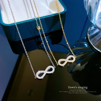 Корейское модное ожерелье с подвеской Бесконечности из нержавеющей стали для женщин, Классический Счастливый циркон, Ювелирные изделия Love You Forever, подарок на День рождения