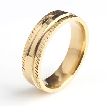 обручальные кольца из нержавеющей стали 316L золотого цвета 6 мм в полоску оптом