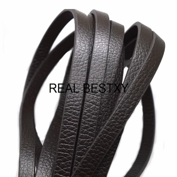 REAL BESTXY 1 м/лот 10x3 мм коричневые плоские кожаные шнуры для поиска ювелирных изделий кожаные ремешки нити для браслетов мужские материалы для изготовления diy