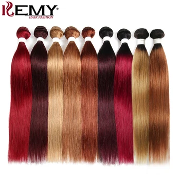 Бразильские прямые пучки человеческих волос 99J Burg Красного цвета Омбре, 100% Переплетения человеческих волос, Пучки волос Remy, 1 шт.