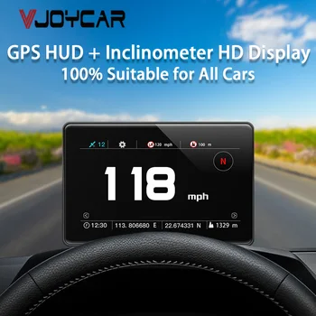 Vjoycar 2 В 1 Автомобильный GPS HUD С Полным сенсорным экраном, Многофункциональный Головной дисплей, Измеритель уклона внедорожника 4x4, Инклинометр Тангажа, Крена