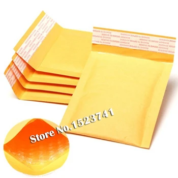 100 шт. /лот, 110 * 130 мм, Пузырьковые почтовые конверты, Мягкие конверты, пакеты для доставки, Крафт-пакеты для пузырьковых почтовых конвертов, желтый
