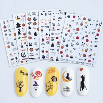 Наклейка для ногтей на Хэллоуин Тыквенный Череп Водонепроницаемый Слайдер своими руками для маникюра, нейл-арта, Клейкая Декоративная наклейка