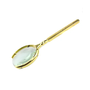 10-кратная винтажная лупа для чтения, Ручная лупа с оптическим стеклом, увеличительный стеклянный объектив, золото