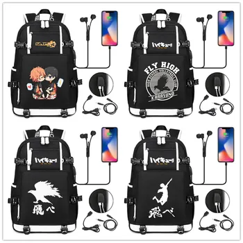 Хайкью!! Karasuno Koukou, холщовый рюкзак, дорожная сумка, школьная сумка, сумка через плечо с USB-зарядкой, спортивные сумки для ноутбука Hinata Shoyo